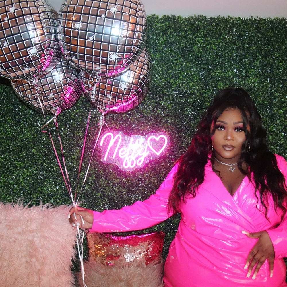 FTF PINK FAUX LEATHER BLAZER MINI DRESS